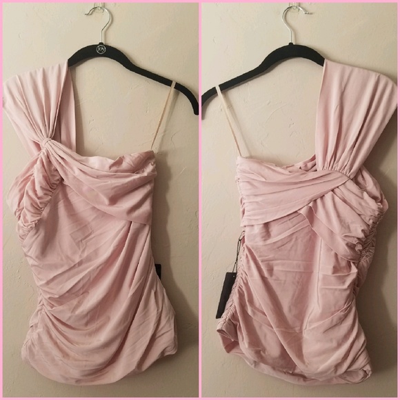 😍 L.A.M.B. STRETCH KNIT DRAPE BUSTIER TOP - Picture 6 of 8